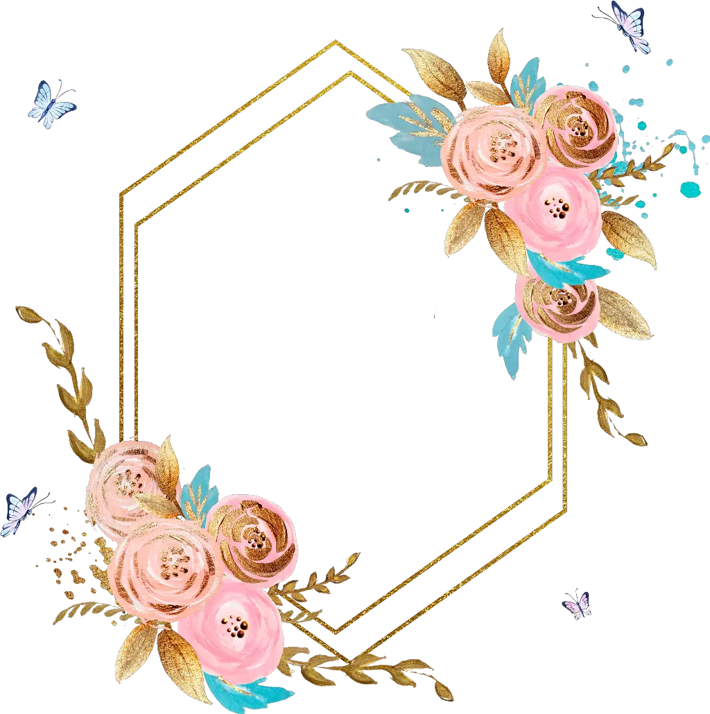 rose square flower floral frame butterfly gold Psychology