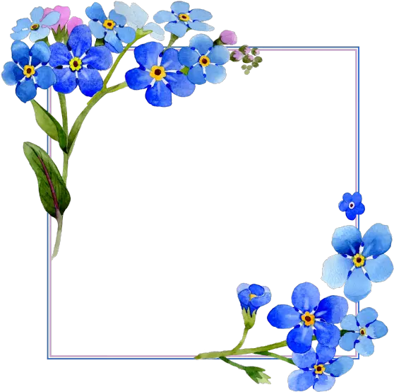 blue frame border square flower freetoedit mimi Flower Vector Frame Png