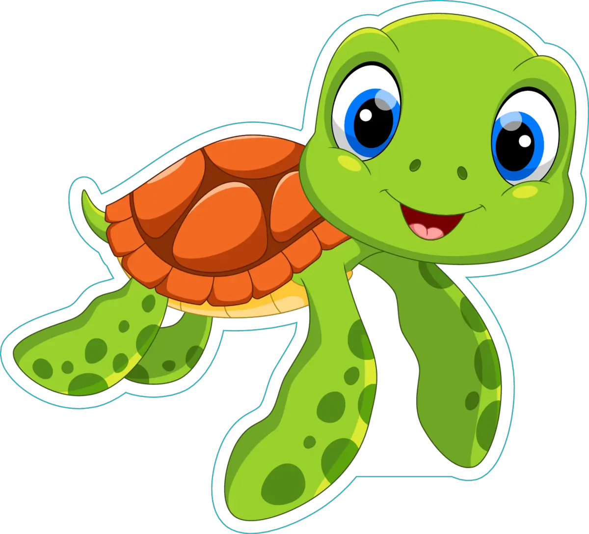 Cute Sea Turtle Cartoon Sticker Cartoon Baby Sea Turtle