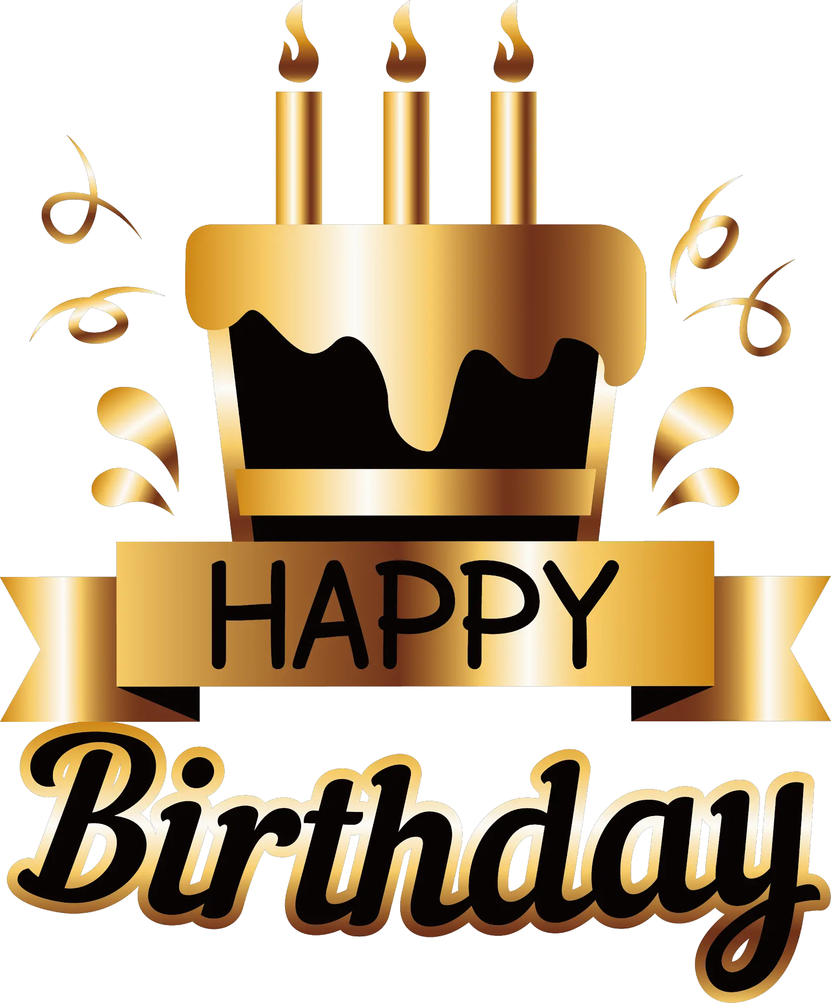 Transparent Gold Clipart Happy Birthday Wishes Png