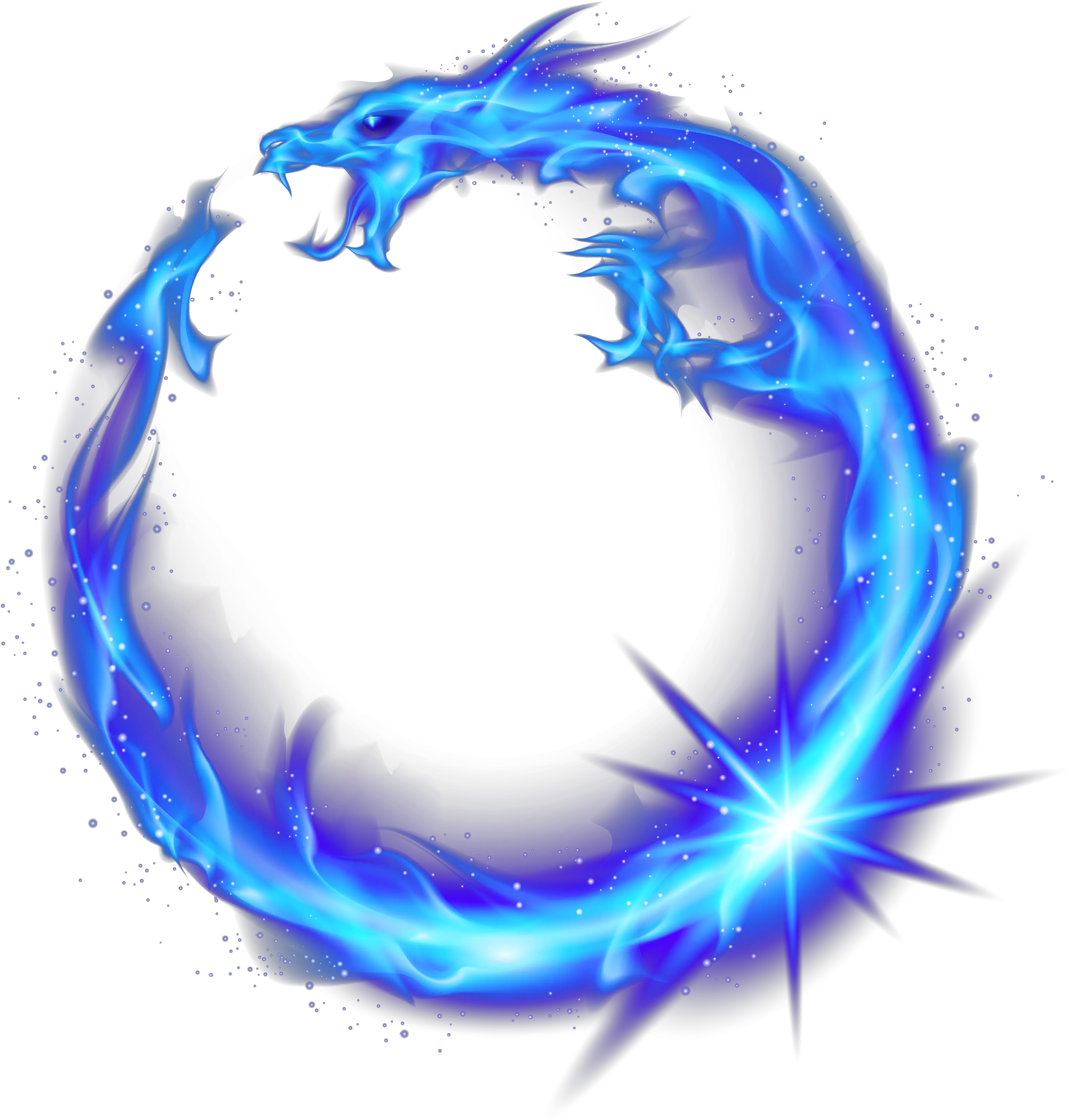 Dragon Circle Flame Fire Combustion Blue Royalty Free Blue Fire Circle Png