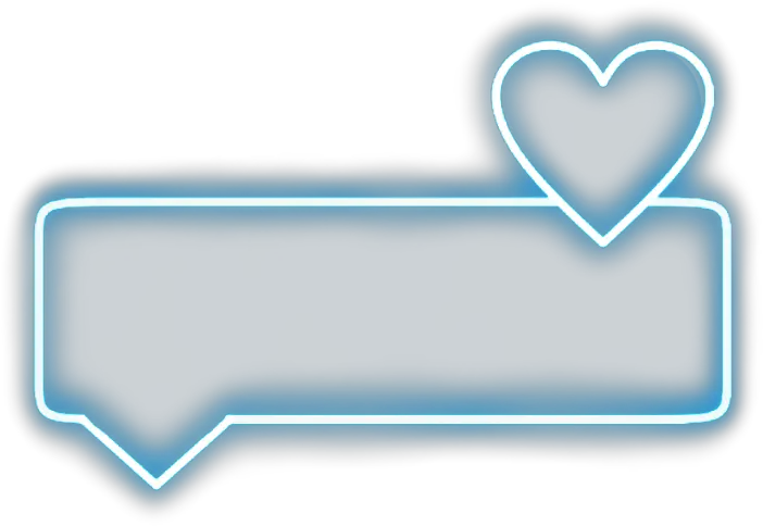 neon heart rectangle blue bubble text word frame Transparent Neon Border Png