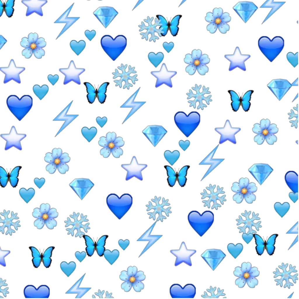 blue emoji edit cold butterfly snowflake flower Blue Heart Emoji Background