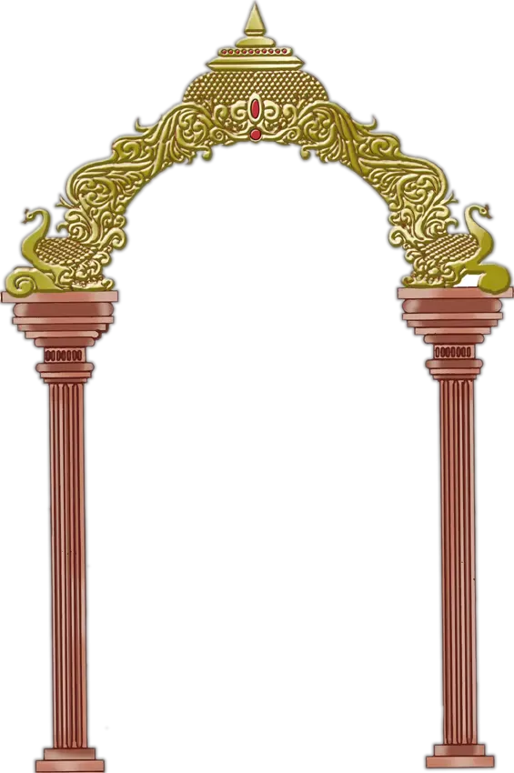 Peacock Clipart Colour Frame Temple Arch Png