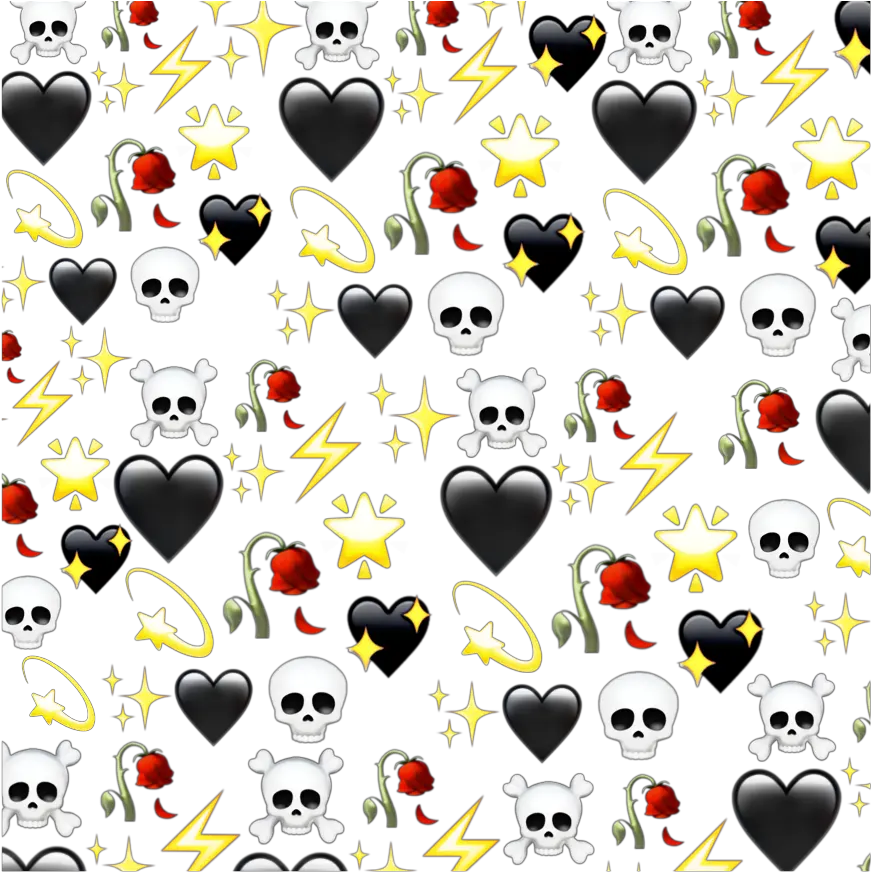 heart skull star rose black red yellow white Transparent Background Aesthetic Stickers Png