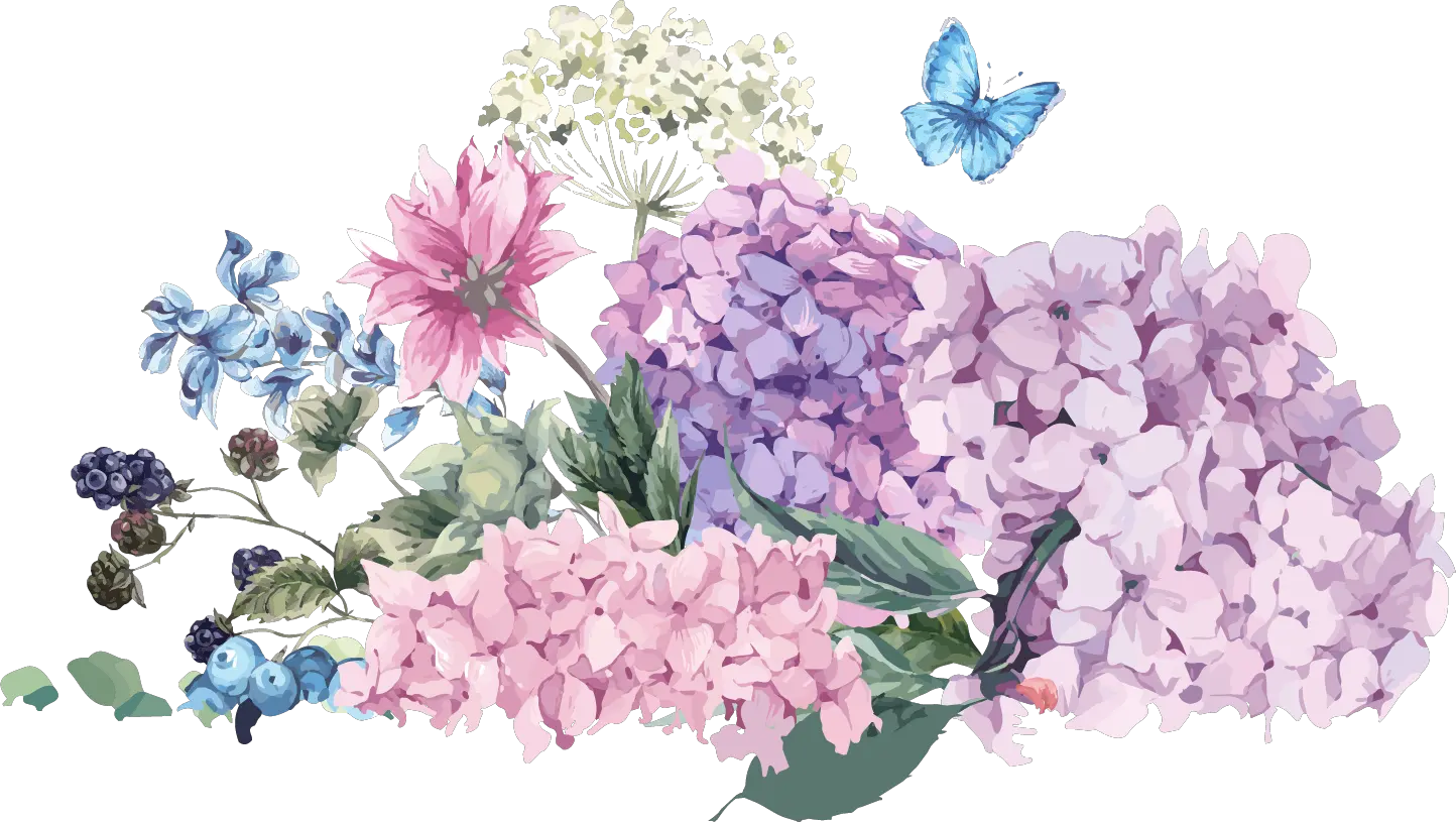 Flower Bouquet Hydrangea Wedding Illustration Watercolor Hydrangea Flower Vector Png