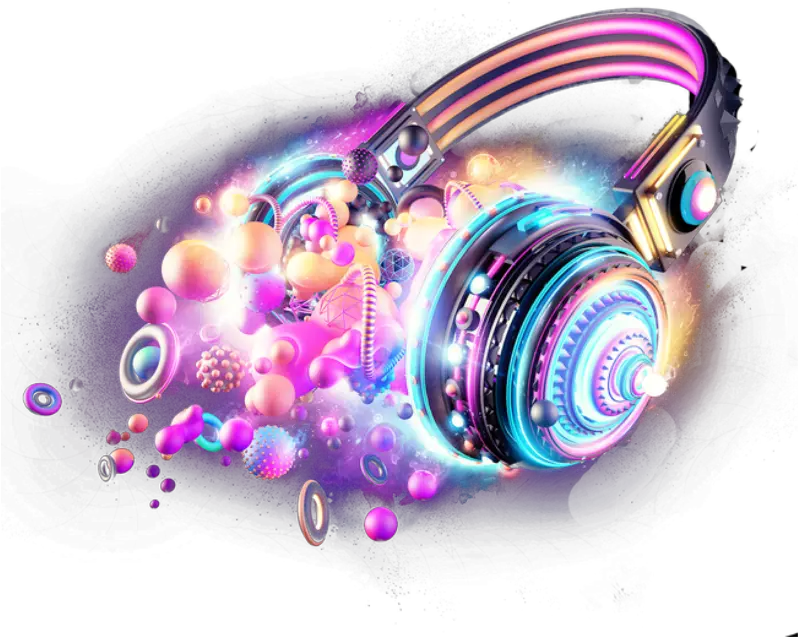 mq music note sounds colorful purple light disco Transparent Background Earphone Clip Art