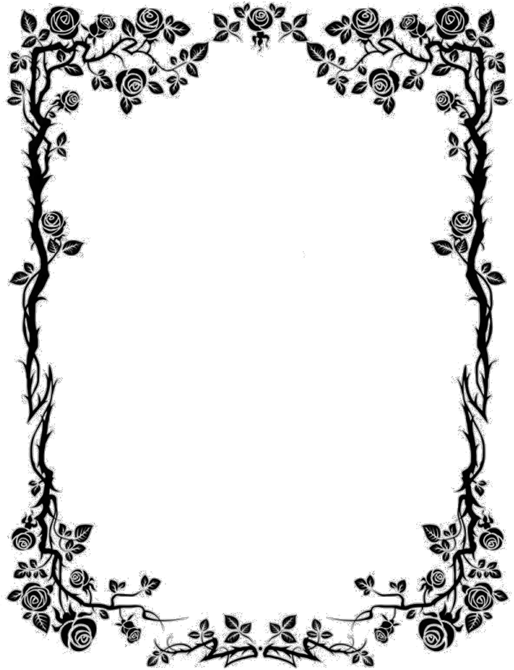 rose frame border square rectangle ivy thorn Free Flower Border Black And White