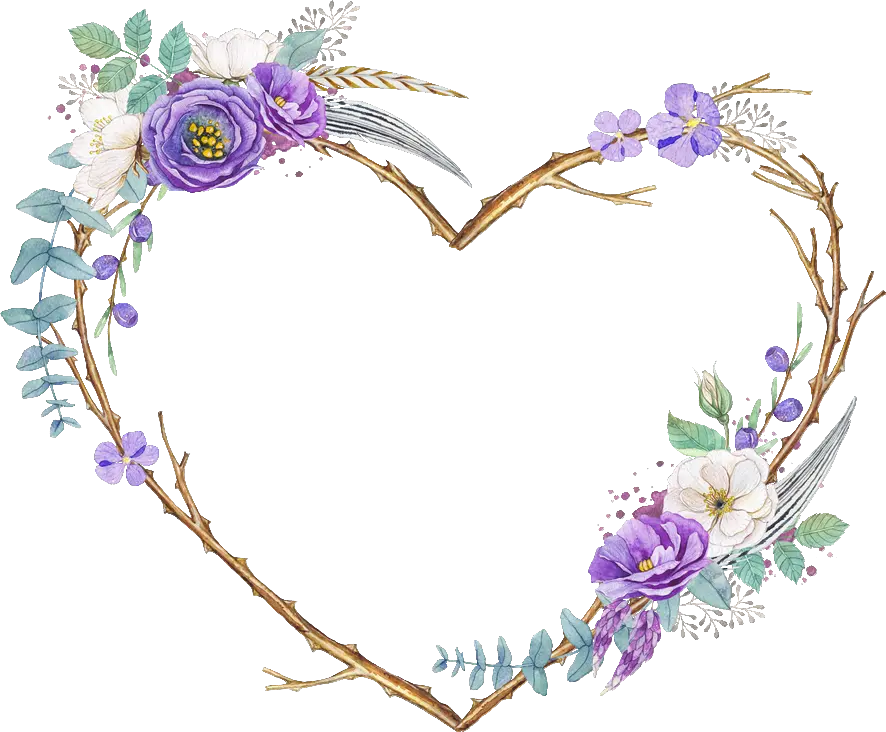 love heart flowers wreath wood feathers floral Scrapbooking