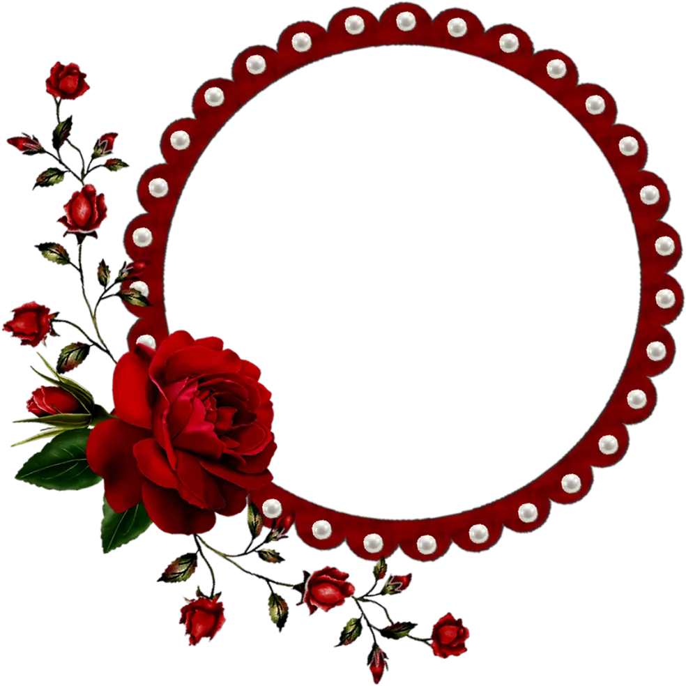 Red Flower Circle Frame