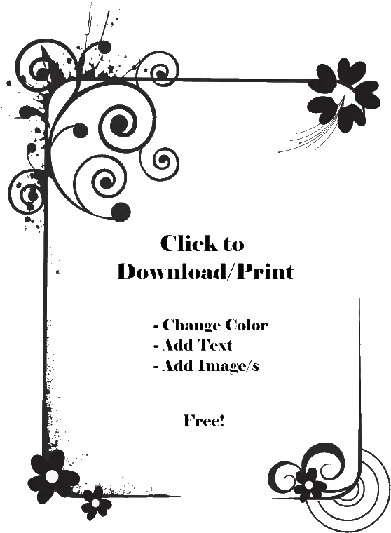 Printable Flower Border Png Page Borders Black And White