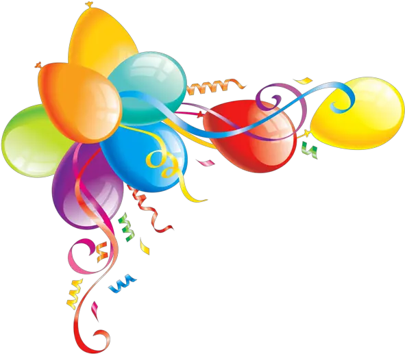 rainbow confetti streamers balloon balloons happybirthday Clipart Balloons