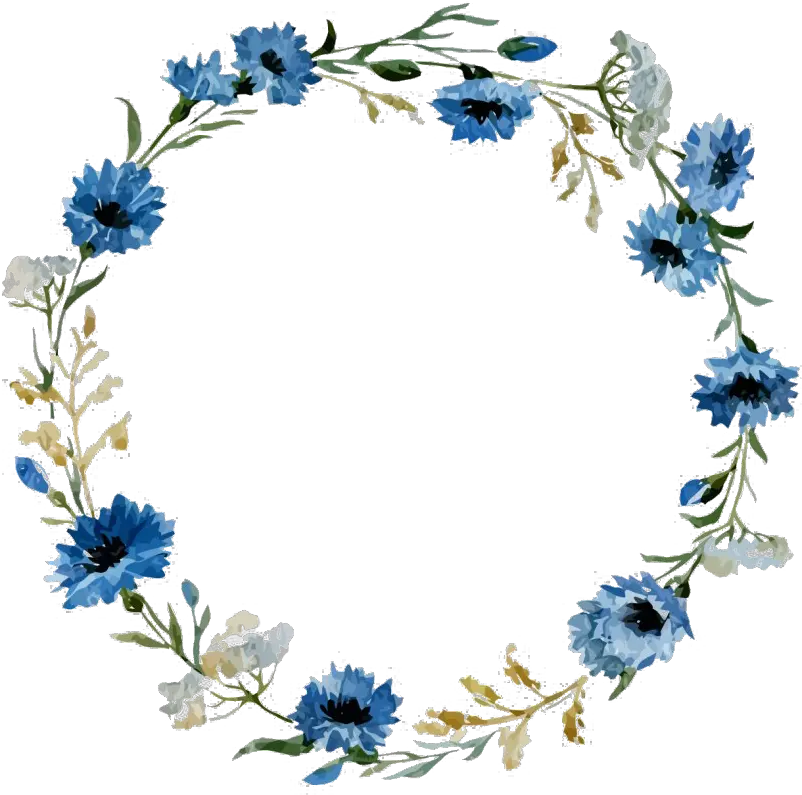 Round Flower Frame Blue Flower Frame Png