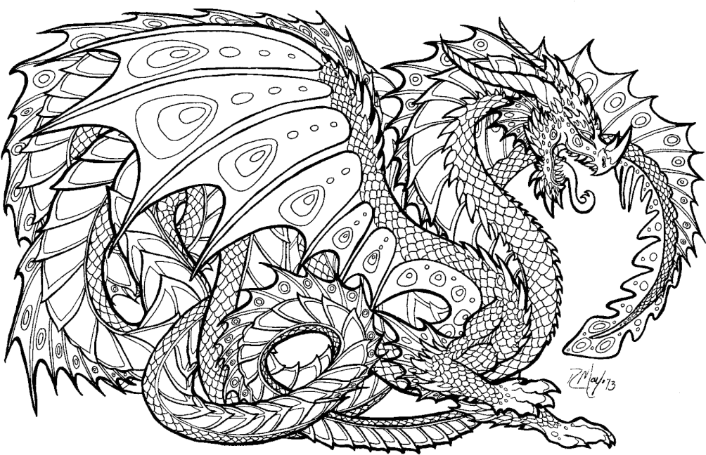 Free Realistic Dragon Colouring Pages