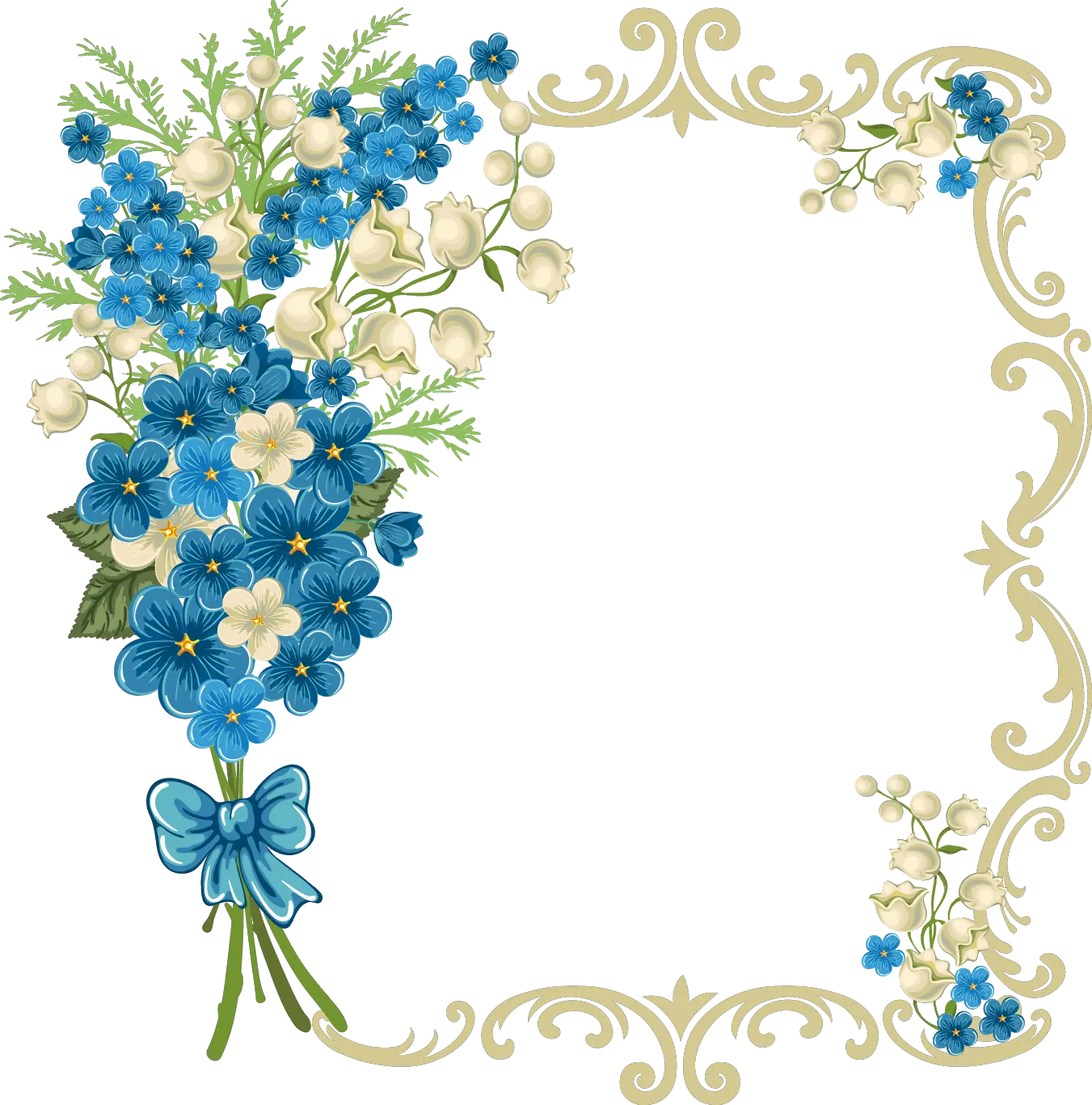 Vintage Free Download Best Blue Flower Border Png