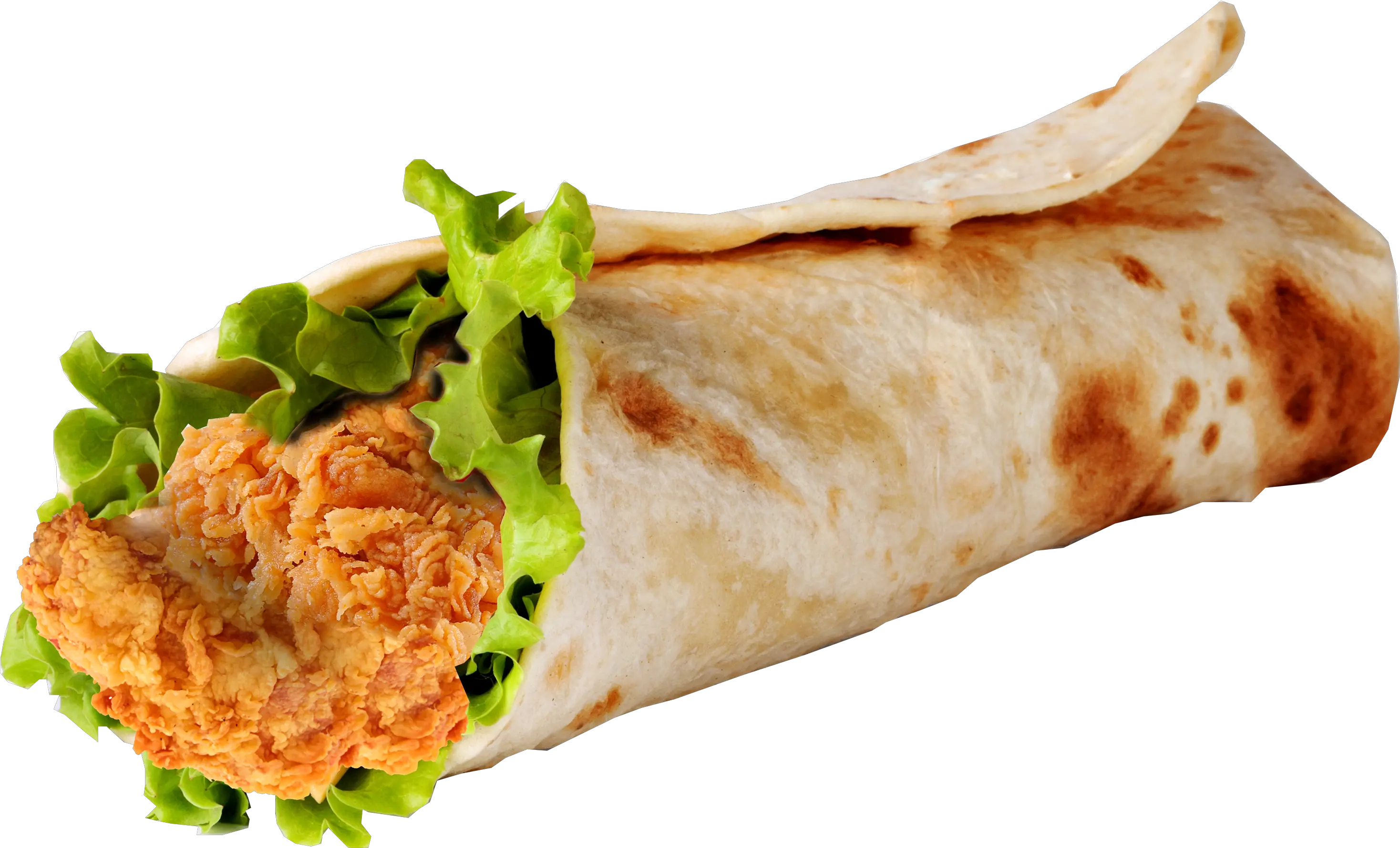 Krispy Chicken Wrap Chicken Roll White Background